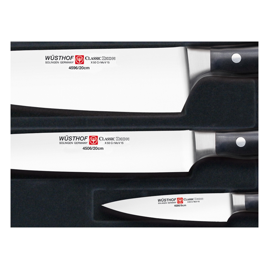 Wüsthof - Set med köksknivar CLASSIC IKON 3 delar svart