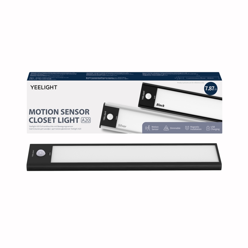 Yeelight - LED dimbar uppladdningsbar möbelbelysning med sensor LED/1,8W/1100 mAh 4000K 20 cm svart