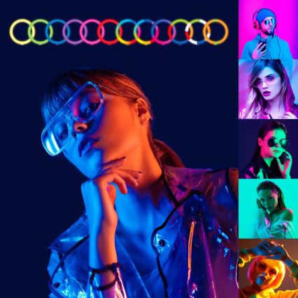 Yenkee - LED RGB dimbar lampa med stativ och hållare för vloggning LED/10W/5V + fjärrkontroll