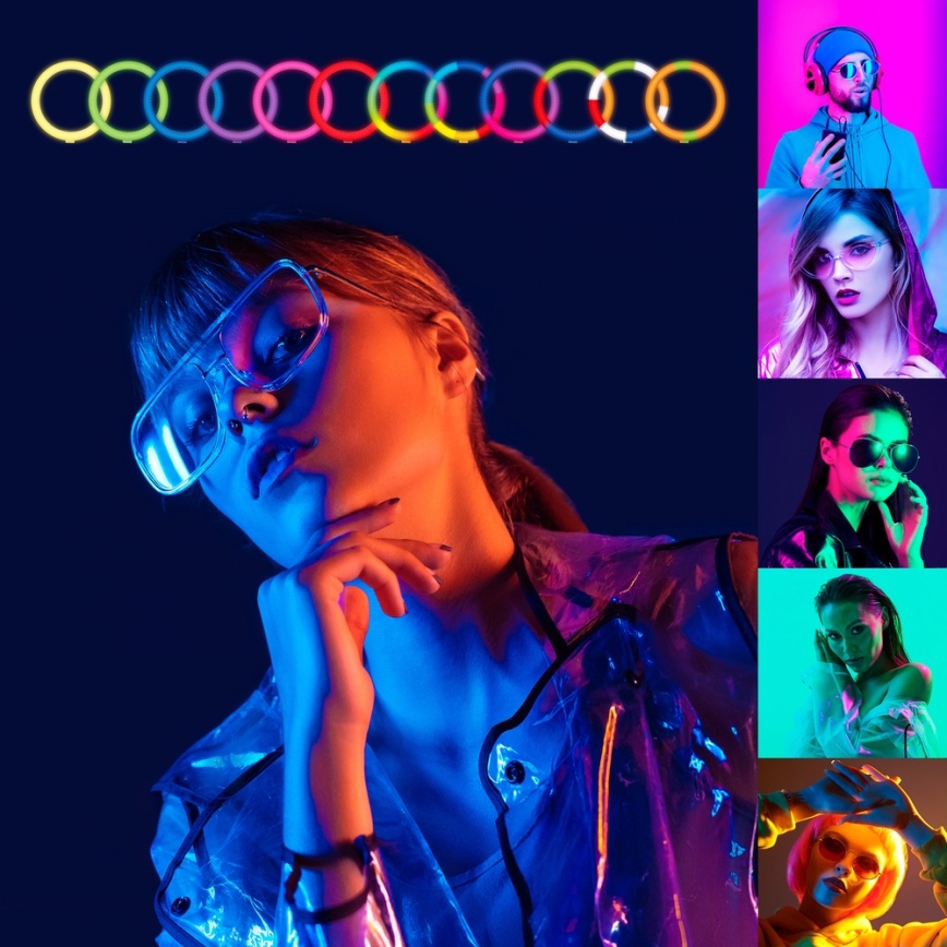 Yenkee - LED RGB dimbar lampa med stativ och hållare för vloggning LED/10W/5V + fjärrkontroll