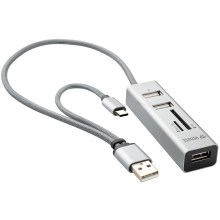 Yenkee - USB 2.0 och USB-C OTG splitter och card reader