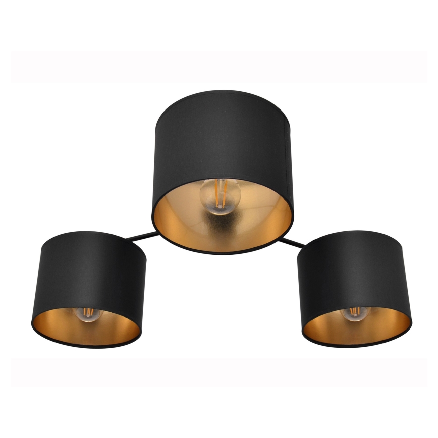 Ytmonterad Ljuskrona ALBA 3xE27/15W/230V svart/guld