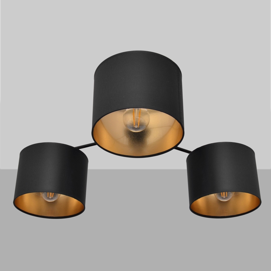 Ytmonterad Ljuskrona ALBA 3xE27/15W/230V svart/guld