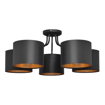 Ytmonterad Ljuskrona ALBA 5xE27/15W/230V svart/guld