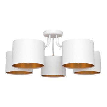 Ytmonterad Ljuskrona ALBA 5xE27/15W/230V vit/guld