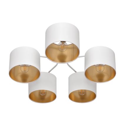 Ytmonterad Ljuskrona ALBA 5xE27/15W/230V vit/guld