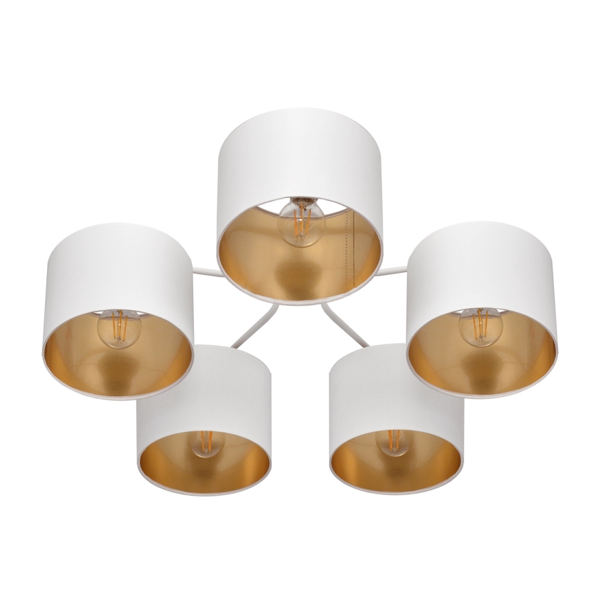 Ytmonterad Ljuskrona ALBA 5xE27/15W/230V vit/guld