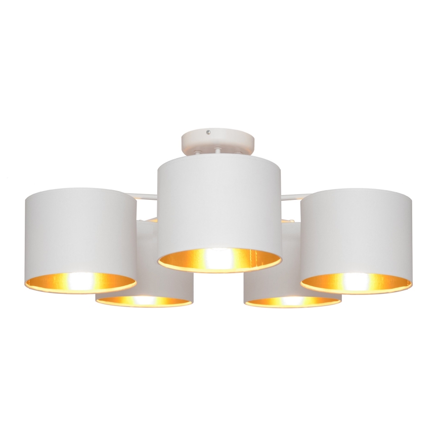 Ytmonterad Ljuskrona ALBA 5xE27/15W/230V vit/guld