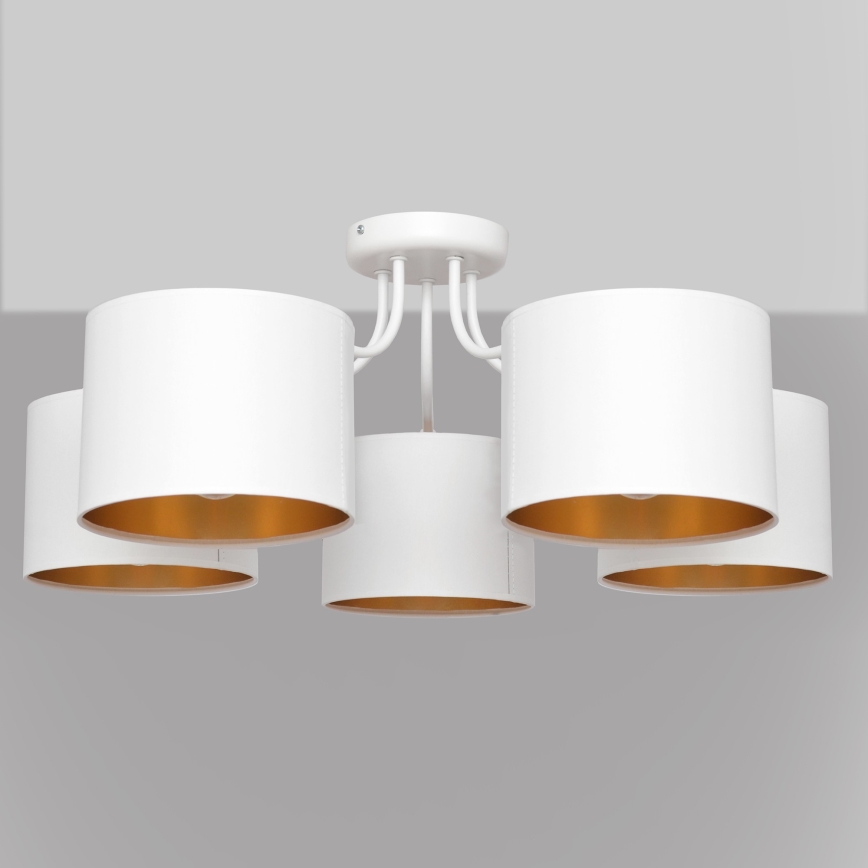 Ytmonterad Ljuskrona ALBA 5xE27/15W/230V vit/guld