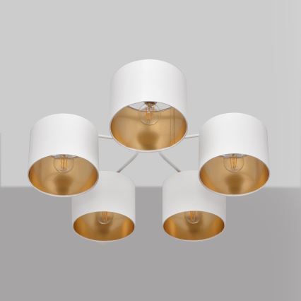 Ytmonterad Ljuskrona ALBA 5xE27/15W/230V vit/guld