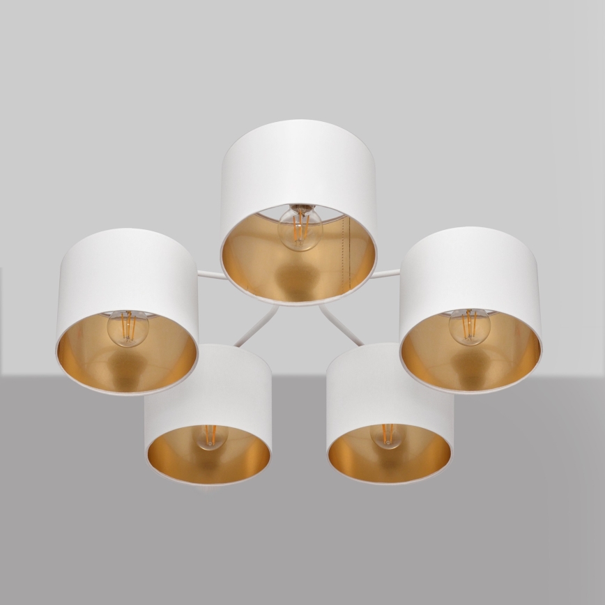 Ytmonterad Ljuskrona ALBA 5xE27/15W/230V vit/guld