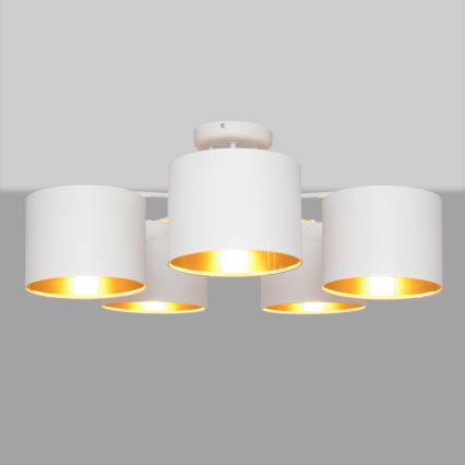 Ytmonterad Ljuskrona ALBA 5xE27/15W/230V vit/guld