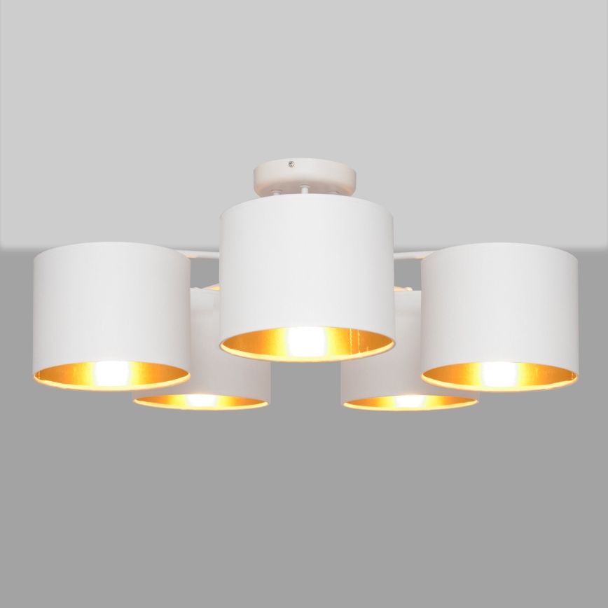 Ytmonterad Ljuskrona ALBA 5xE27/15W/230V vit/guld