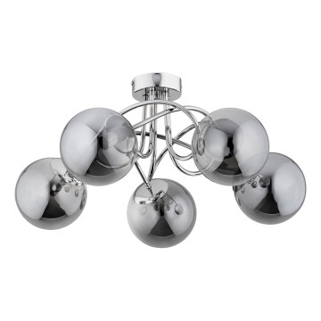 Ytmonterad ljuskrona BANKO 5xE14/10W/230V skinande krom