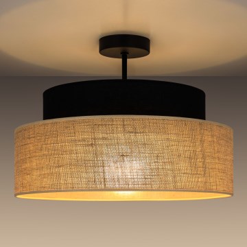 Ytmonterad ljuskrona BOHO 1xE27/60W/230V diameter 40 cm svart/beige