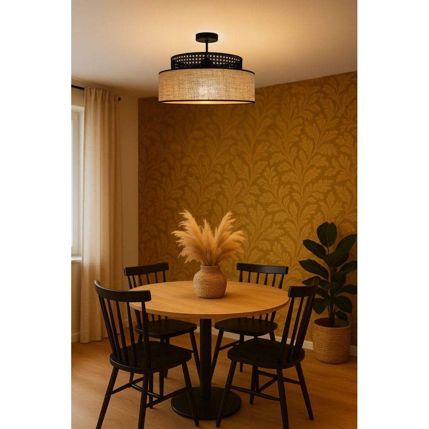 Ytmonterad ljuskrona BOHO 1xE27/60W/230V diameter 40 cm svart/rotting