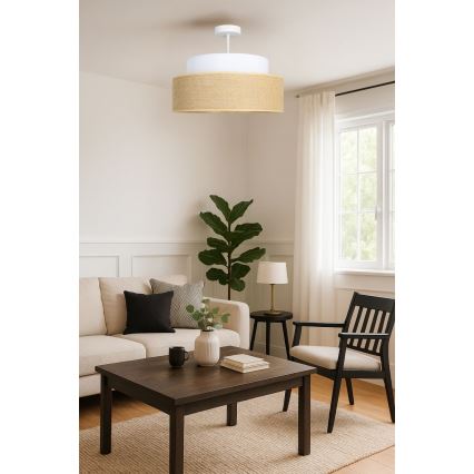 Ytmonterad ljuskrona BOHO 1xE27/60W/230V diameter 40 cm vit/beige