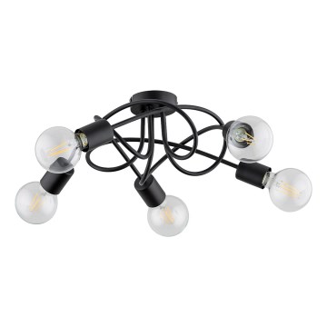 Ytmonterad ljuskrona BOSTON 5xE27/15W/230V svart