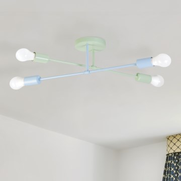 Ytmonterad ljuskrona CAMBRIDGE 4xE27/15W/230V grön/blå