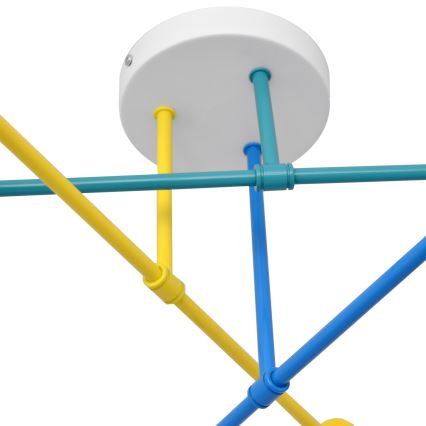 Ytmonterad ljuskrona CAMBRIDGE 6xE27/20W/230V blå/gul