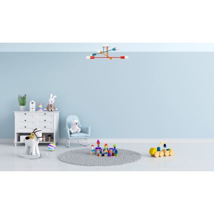 Ytmonterad ljuskrona CAMBRIDGE 6xE27/20W/230V blå/röd/orange