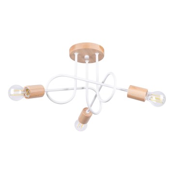 Ytmonterad ljuskrona EMBER 3xE27/15W/230V vit/beige/bok