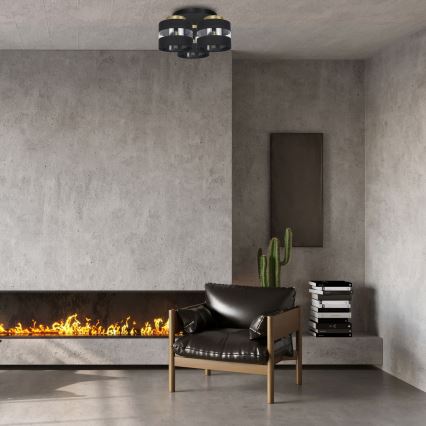 Ytmonterad ljuskrona HAVARD 3xE27/60W/230V svart/mässing