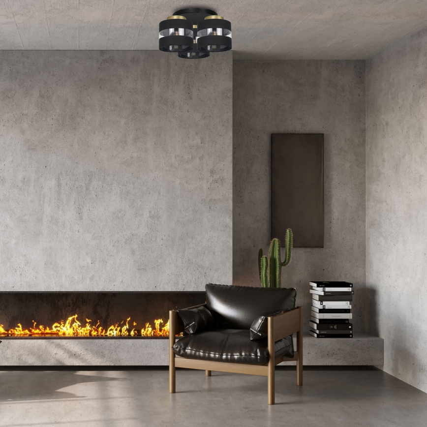 Ytmonterad ljuskrona HAVARD 3xE27/60W/230V svart/mässing