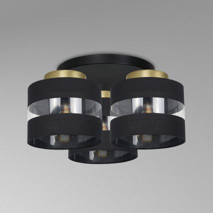 Ytmonterad ljuskrona HAVARD 3xE27/60W/230V svart/mässing