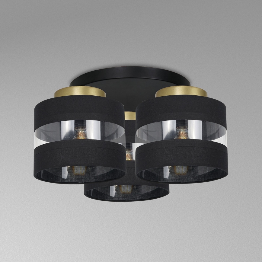 Ytmonterad ljuskrona HAVARD 3xE27/60W/230V svart/mässing