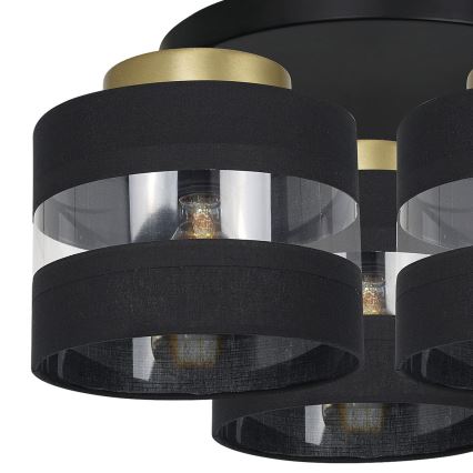 Ytmonterad ljuskrona HAVARD 3xE27/60W/230V svart/mässing