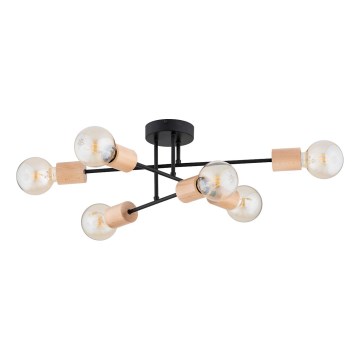 Ytmonterad ljuskrona LA-STENA 6xE27/15W/230V beige/svart