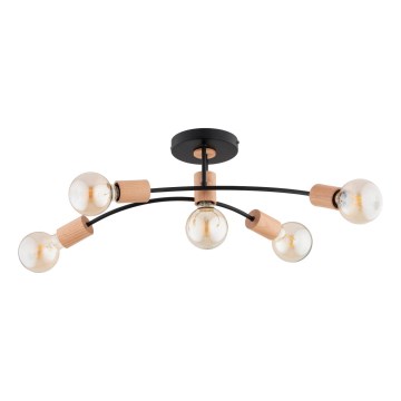 Ytmonterad ljuskrona LANTI 5xE27/15W/230V beige/svart