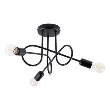 Ytmonterad ljuskrona LOOP 3xE27/15W/230V svart