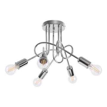 Ytmonterad ljuskrona LOOP 5xE27/15W/230V skinande krom
