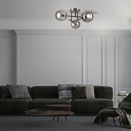 Ytmonterad ljuskrona MALENA 3xE14/5W/230V svart/rökig