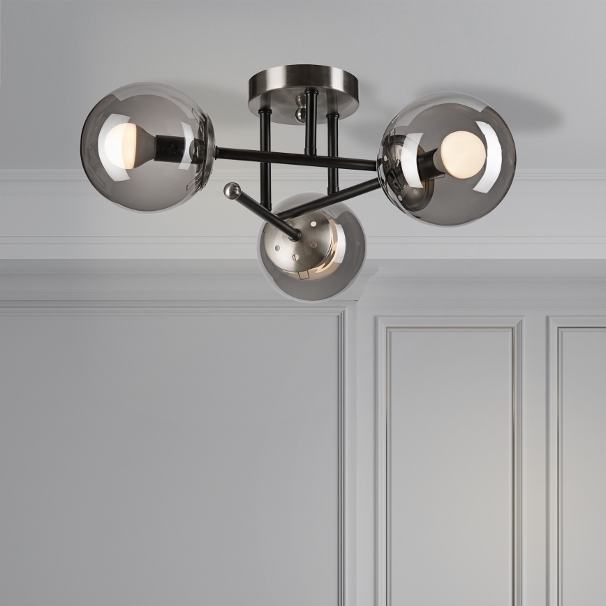 Ytmonterad ljuskrona MALENA 3xE14/5W/230V svart/rökig