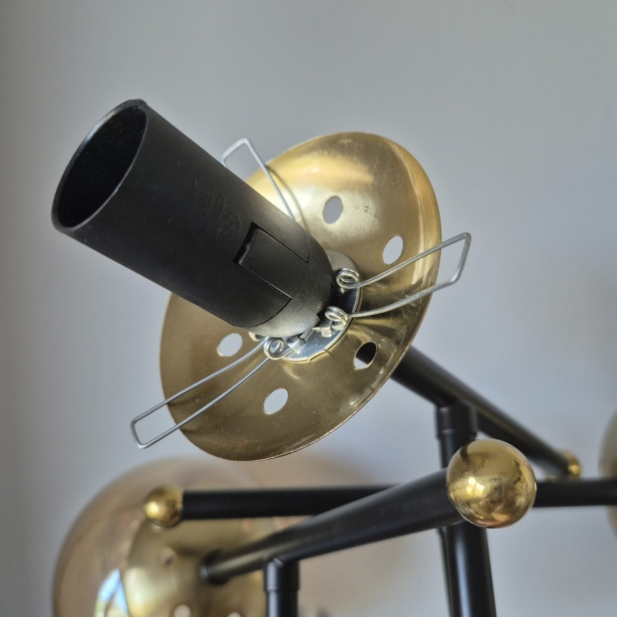 Ytmonterad ljuskrona MALENA 6xE14/5W/230V guld/svart/rökig beige