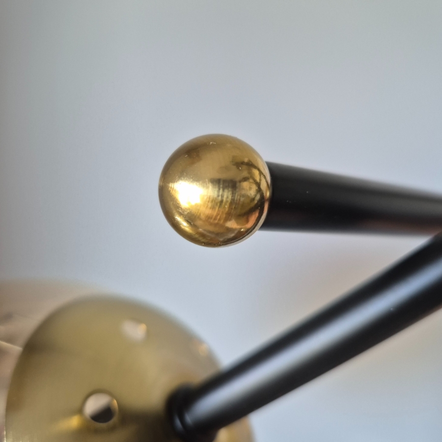 Ytmonterad ljuskrona MALENA 6xE14/5W/230V guld/svart/rökig beige