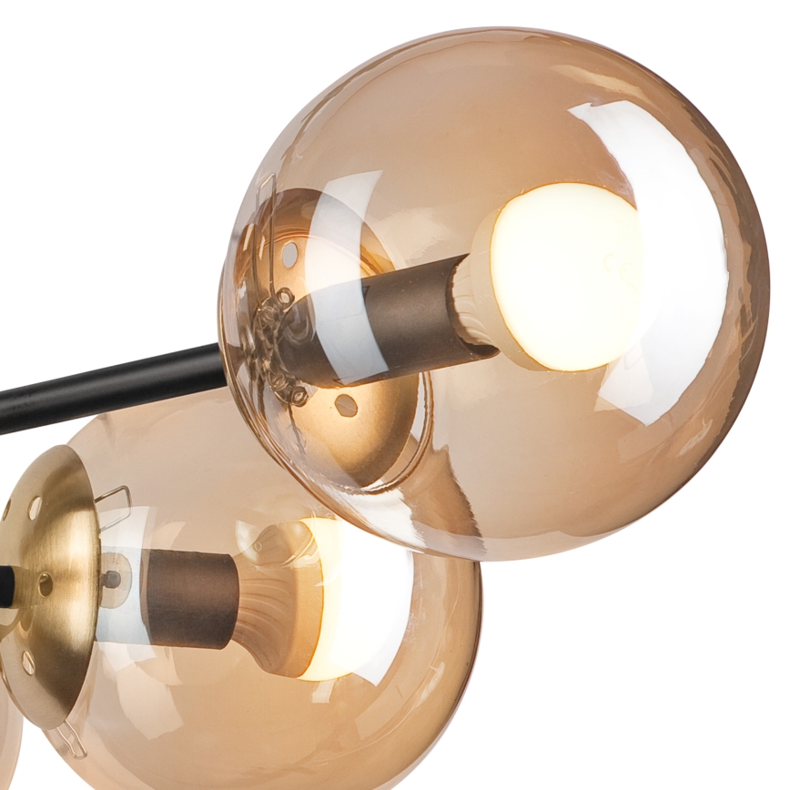 Ytmonterad ljuskrona MALENA 6xE14/5W/230V guld/svart/rökig beige