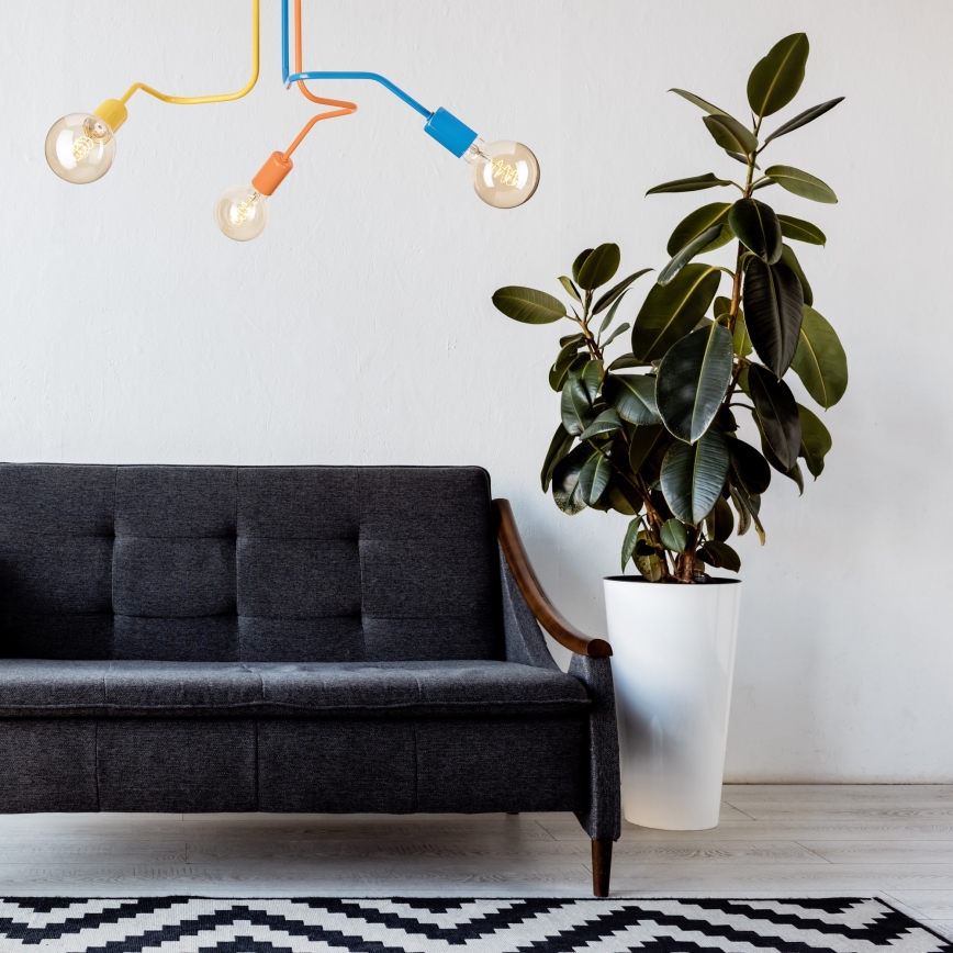 Ytmonterad ljuskrona MATYLDA 3xE27/60W/230V färgrik