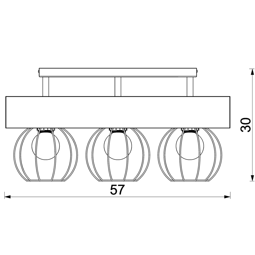 Ytmonterad ljuskrona MENTON 3xE27/15W/230V svart/brun/ek