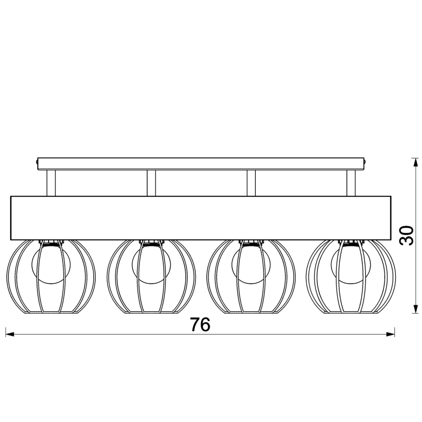 Ytmonterad ljuskrona MENTON 4xE27/15W/230V svart/brun/ek