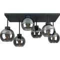 Ytmonterad ljuskrona NESSA 6xE27/60W/230V svart/rökig svart