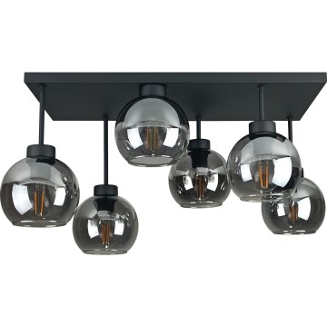 Ytmonterad ljuskrona NESSA 6xE27/60W/230V svart/rökig svart