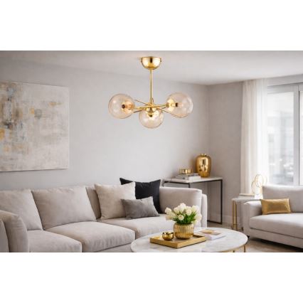 Ytmonterad ljuskrona PRIMERY 5xE14/10W/230V guld