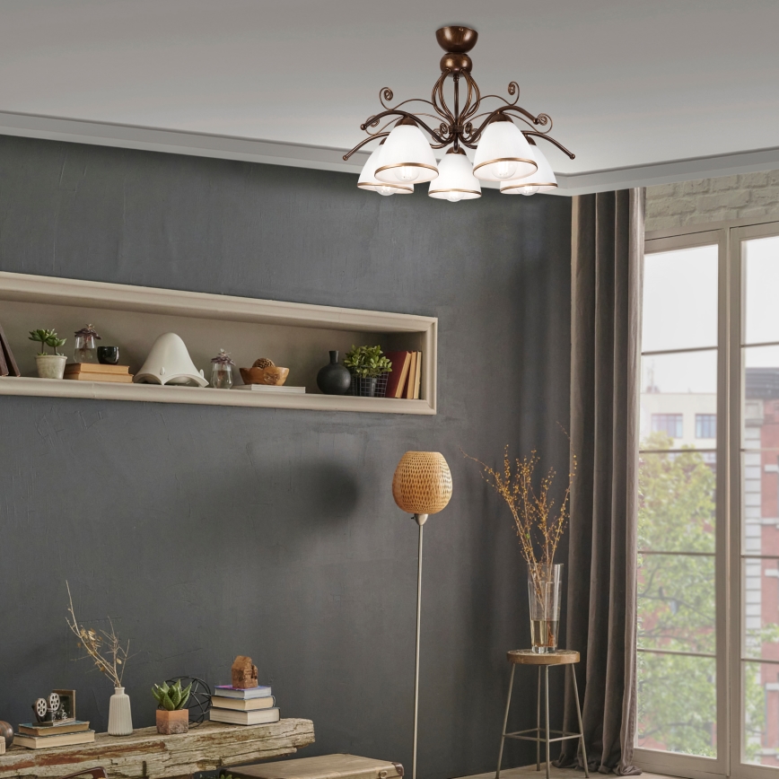 Ytmonterad ljuskrona RETRO 5xE27/60W/230V brons patina