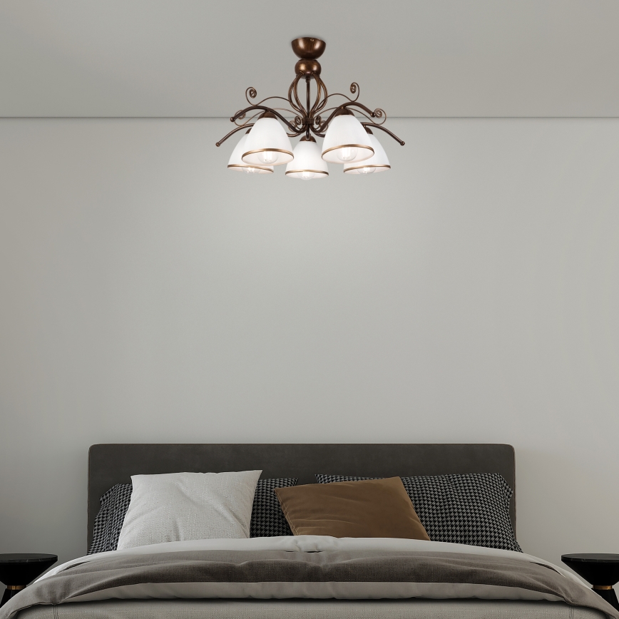 Ytmonterad ljuskrona RETRO 5xE27/60W/230V brons patina