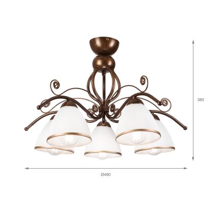 Ytmonterad ljuskrona RETRO 5xE27/60W/230V brons patina