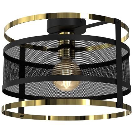 Ytmonterad ljuskrona RIM 1xE27/60W/230V svart/guld